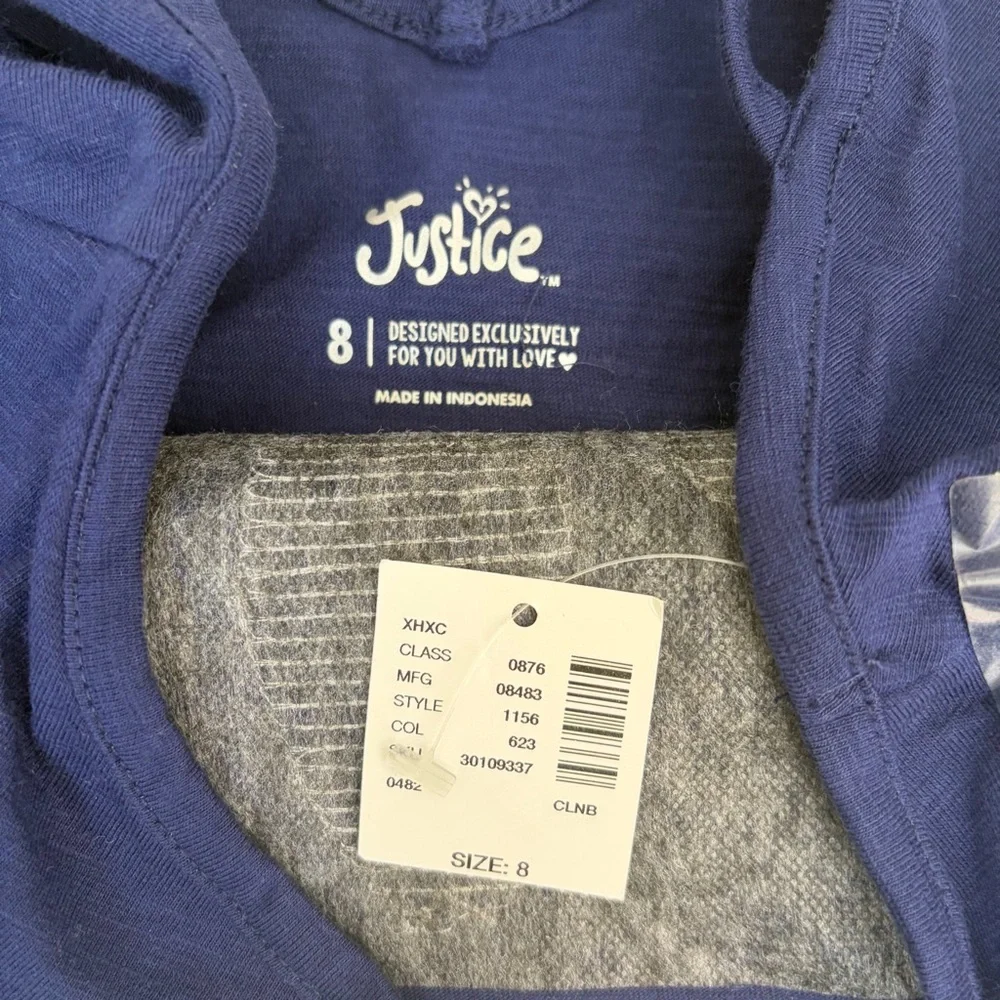 Justice Navy Tee with Flip Sequin Flower Design Size 8